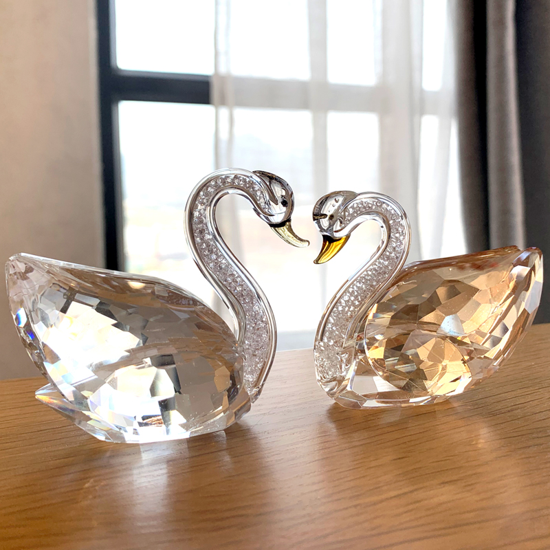 Paper Weight Crystal - 3 Colors Bigger Swan Crystal Glass